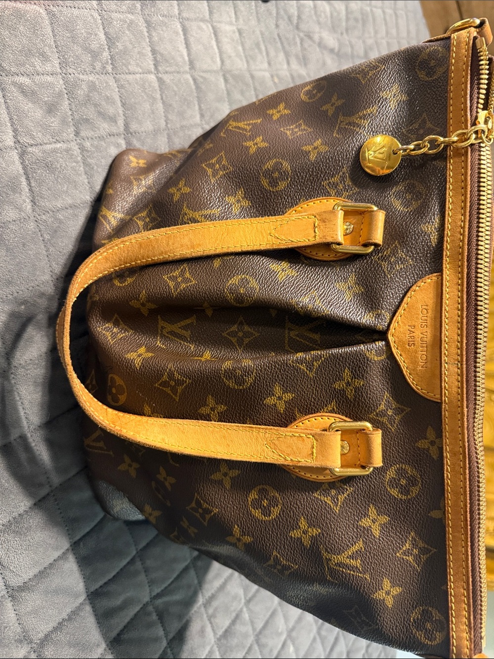 Louis Vuitton Monogram Canvas Brown Tote with Tan Leather Trim